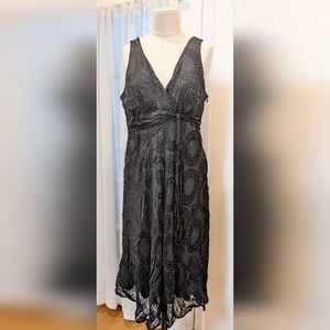 Jonathan Martin 14 (16) black silk cocktail party dress floaty burnout sexy